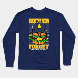 Michigan Cheeseburger Never Forget 2023 // Funny Football Cheeseburger Long Sleeve T-Shirt